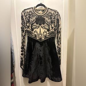 Free people velvet, beaded dress